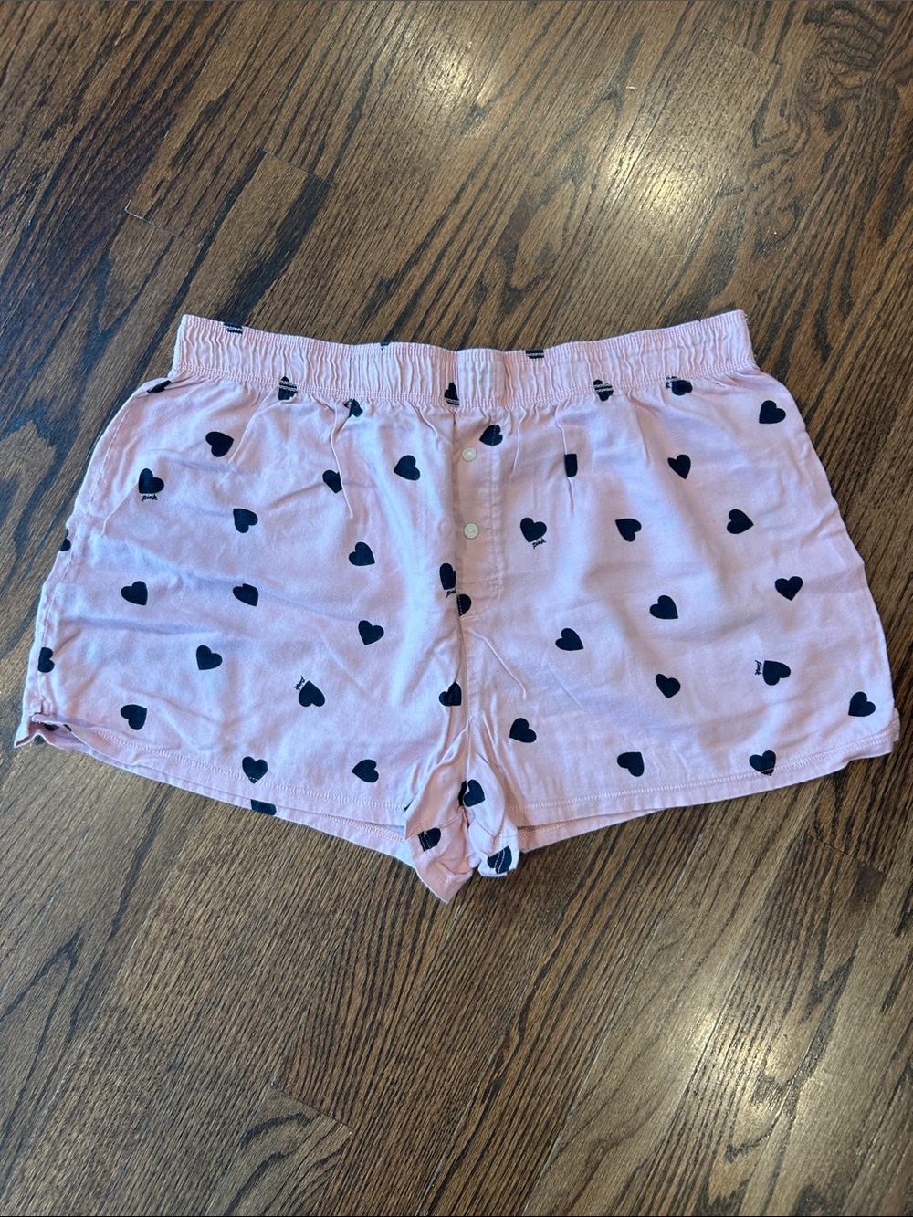 PINK Victoria's Secret Light Pink Heart-Print Lounge Shorts